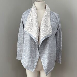 GAP Kids Light Gray Open-Front Sweater with Sherpa Lining